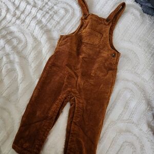 Rylee + Cru Warm Brown Rust Corduroy Bib Overalls 18-24 months